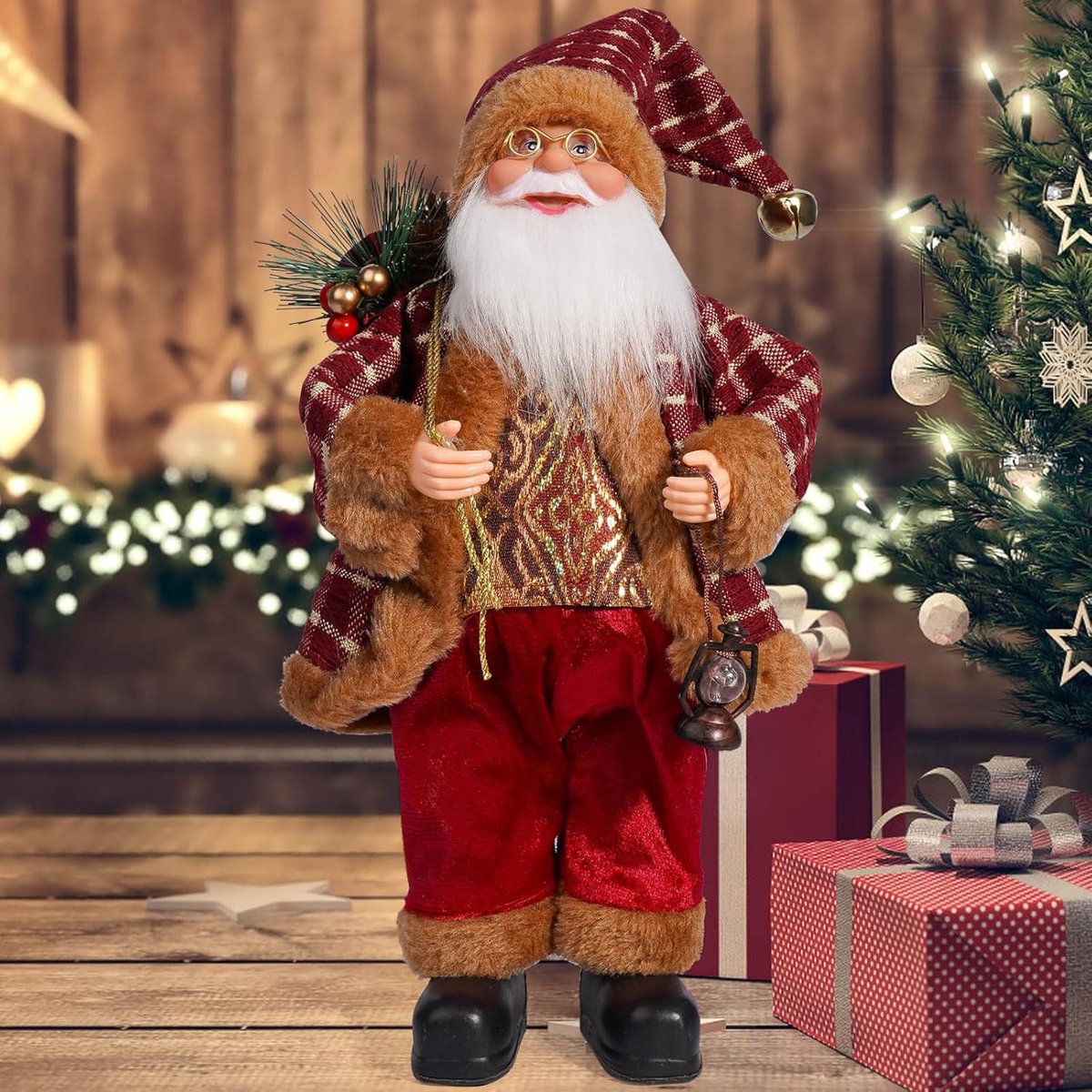 Staande Kerstmanfiguur - Kerstdecoratie - Kerstfiguren voor Binnen – foto 3