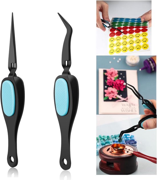 Foto: 2x omgekeerde precisie pincet met grip voor knutselen en hobby