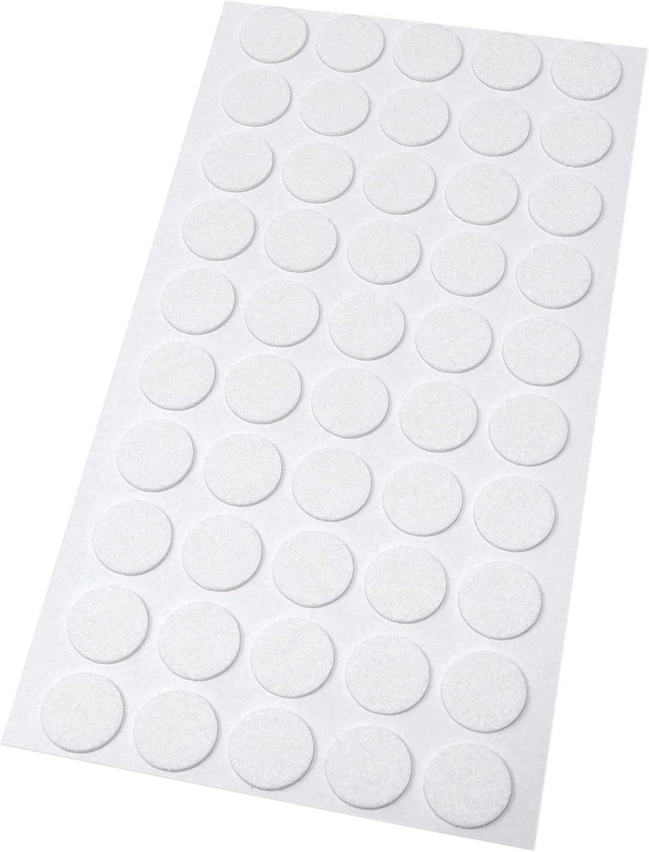 50x Zelfklevende Viltglijders Wit Rond 16mm - Dunne Meubelbeschermers 1.5mm