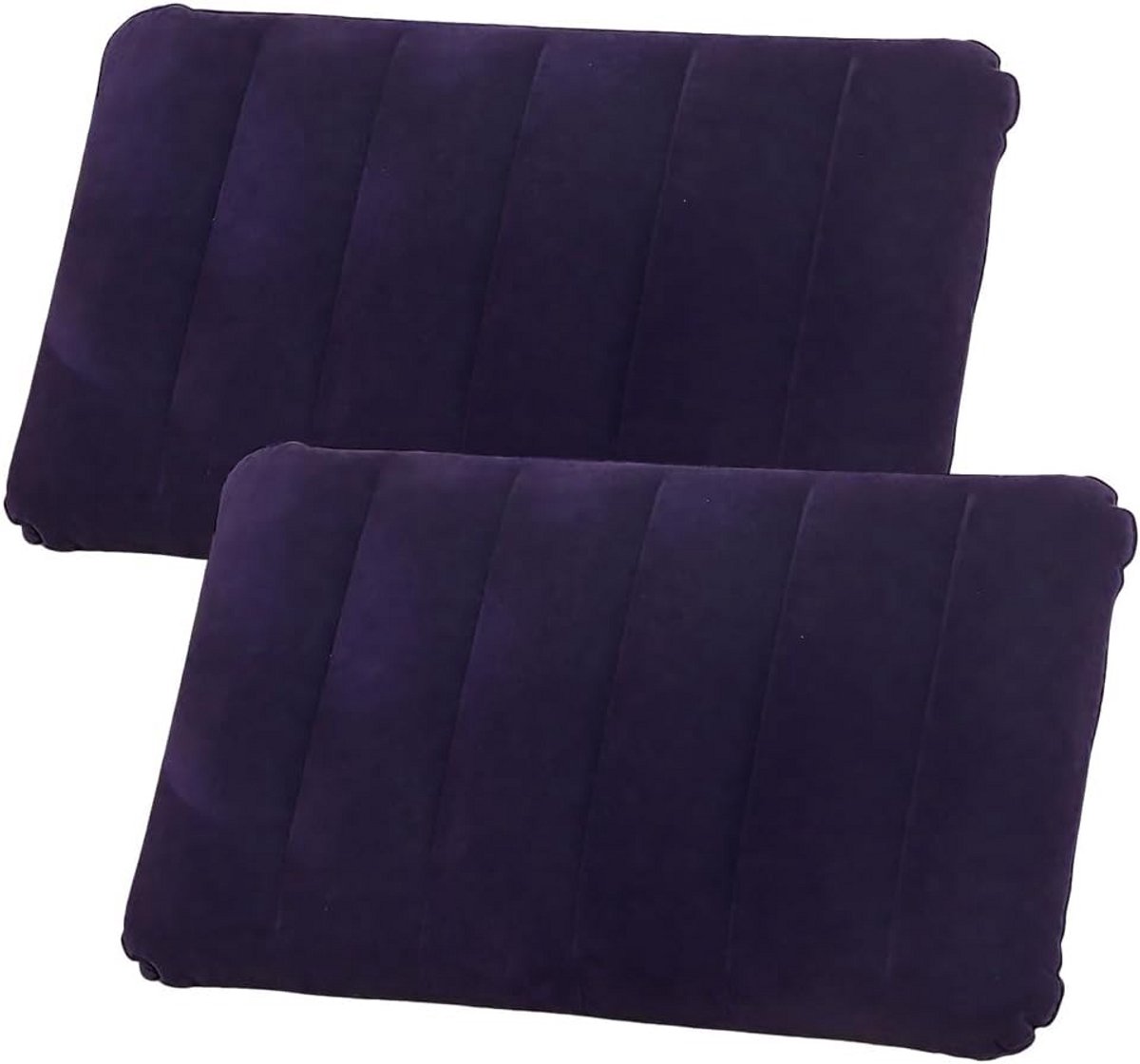 2 Stuks Opblaasbare Kussens Set - Compact Strandkussen voor Reizen, Camping en Vakantie - Zacht Velours - 30x47cm Paars
