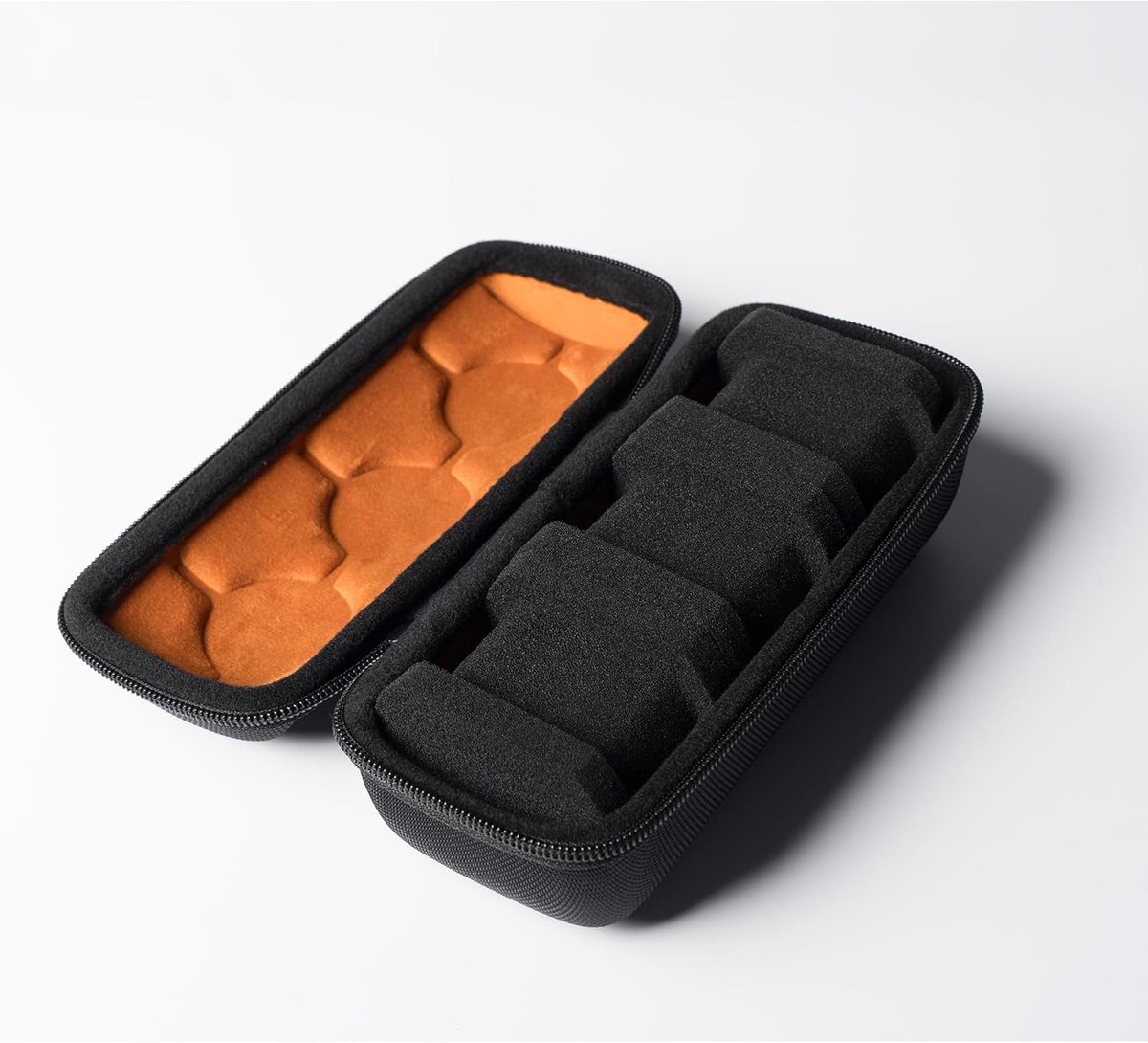 1 stks Roll Travel Watch Case met Rits voor Heren Dames met Anti-Beweging Horlogekussen (Zwart, 3 Slots)