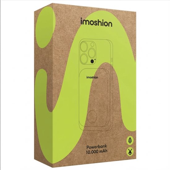 imoshion Powerbank 10000 mAh - Geschikt voor MagSafe - Snellader 22.5W - LED indicator - USB C & USB A - Draadloze Powerbank Geschikt voor o.a. Apple iPhone 17 (Pro / Pro Max) en Air - Zwart