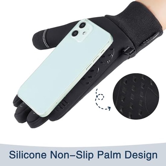 Warme winterhandschoenen voor mannen en vrouwen, touchscreen, winddicht, antislip, thermische handschoenen voor koud weer, waterdichte fietshandschoenen voor wandelen, rijden, fietsen, zwart — afbeelding 4