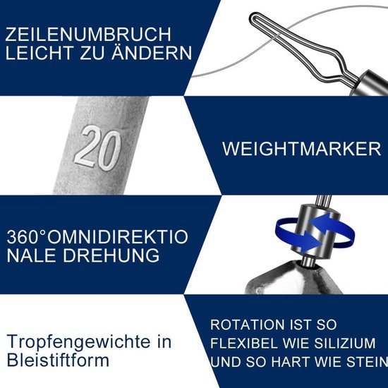 Allecta - Set van 30 stuks visgewichten voor hengel, drop-shot en druppel-shot. van Allecta — afbeelding 2