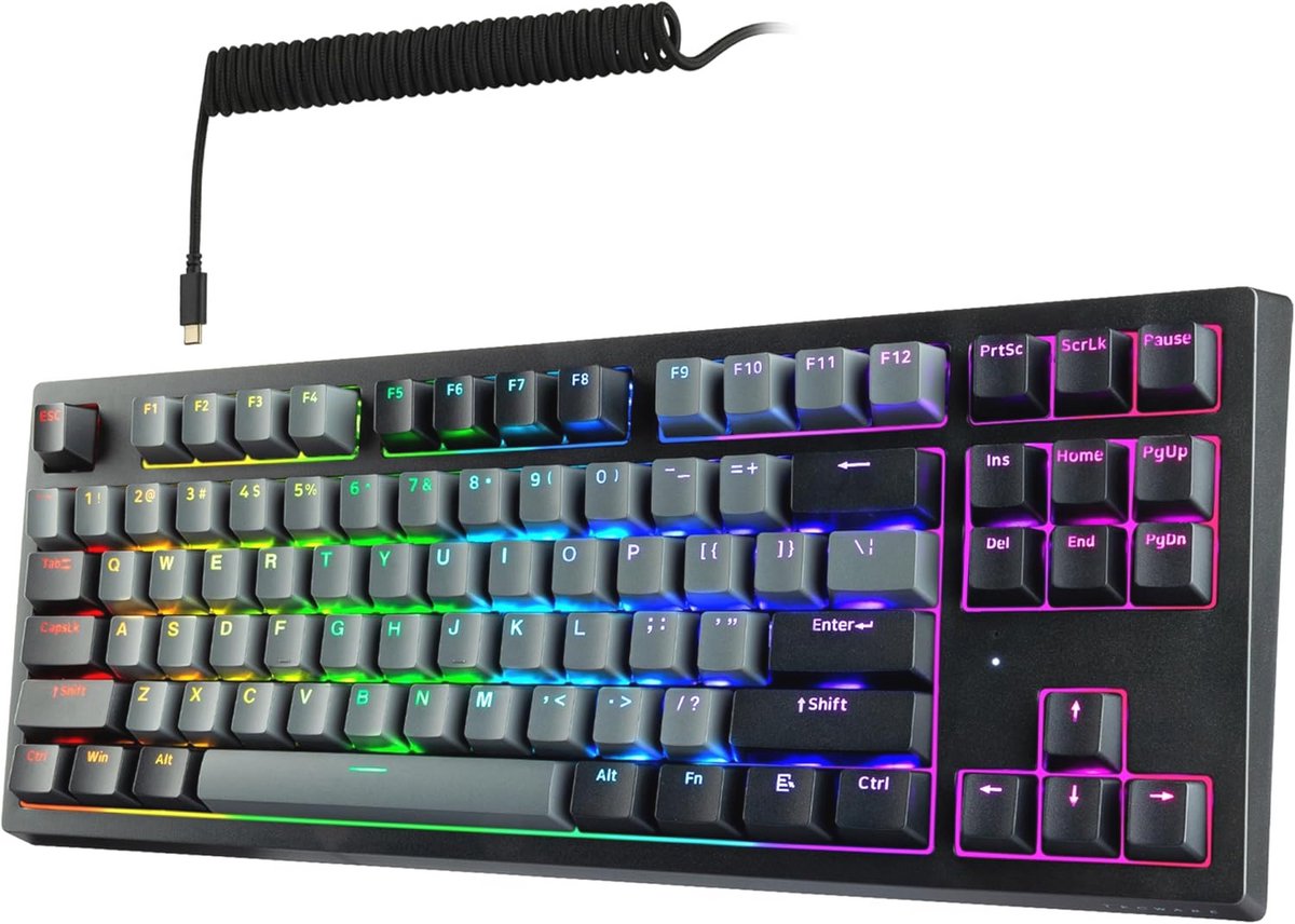 Mechanisch Toetsenbord met 87 Toetsen en RGB LED - Draadloos en BT5.0