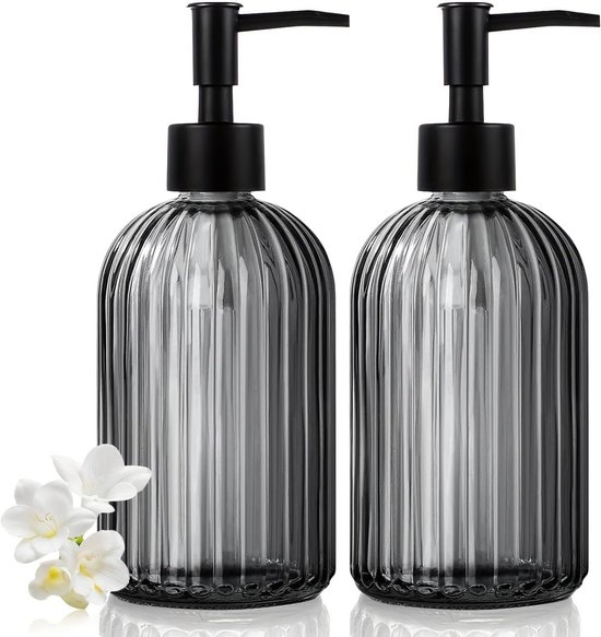 Hejo 400 ml zeepdispenser van glas voor badkamer en keuken