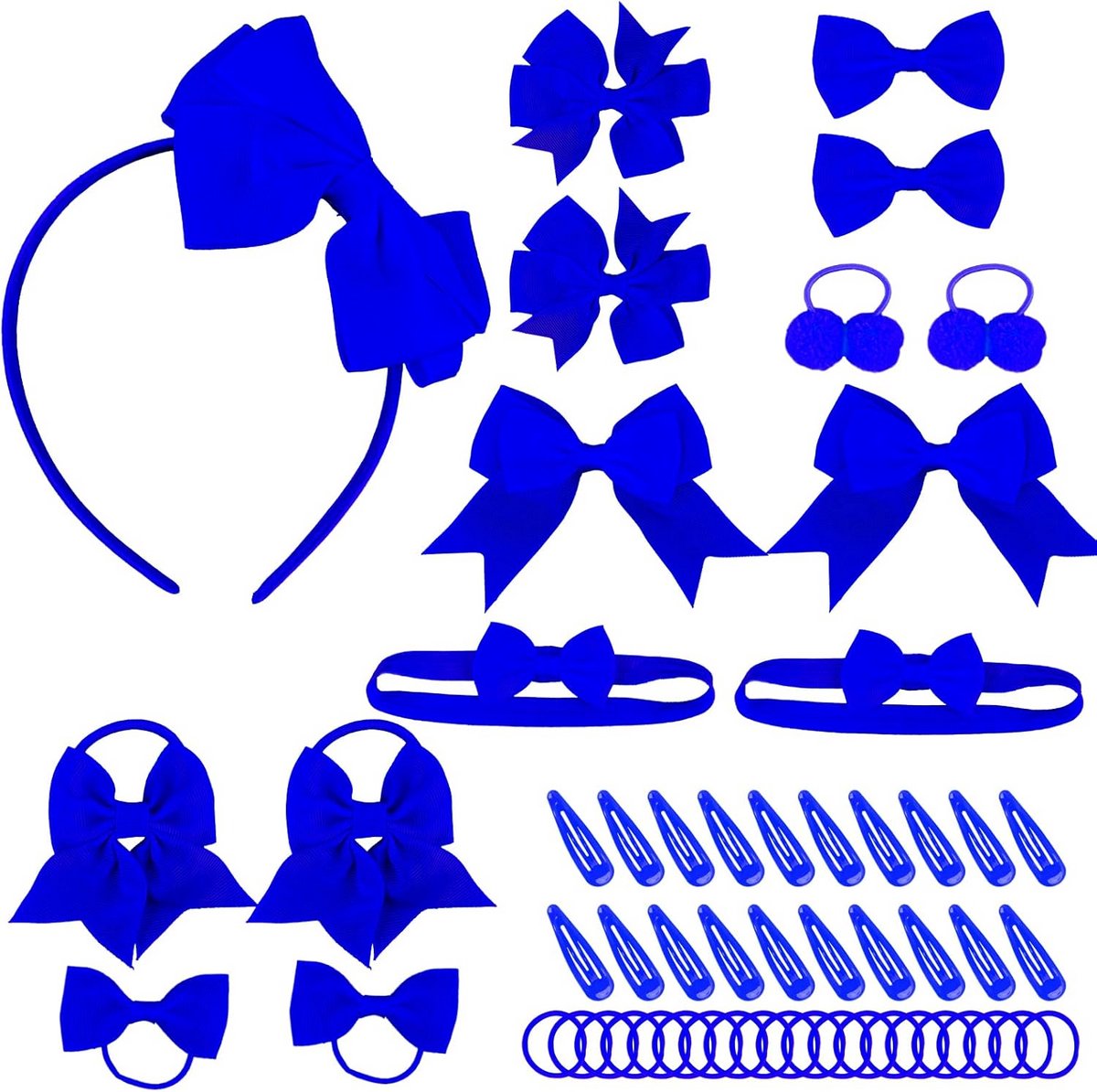 55-delige Set Haaraccessoires voor Meisjes - Strikjes, Elastiekjes en Meer - Blauw
