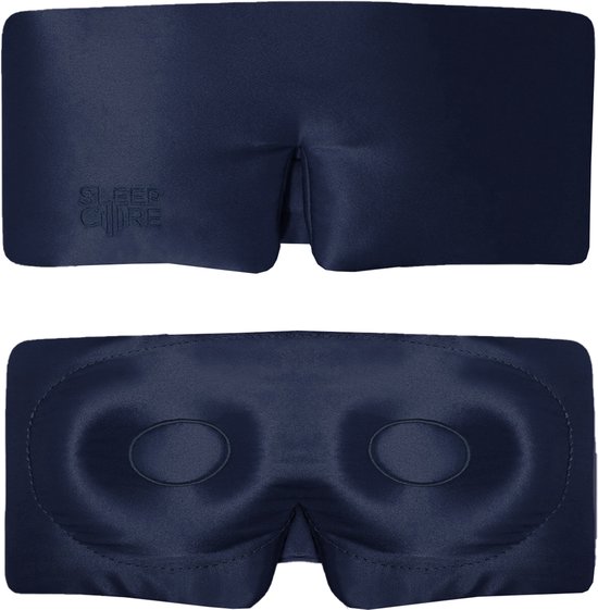 SleepCore® - Premium Zijden Slaapmasker – 100% Verduisterend - 100% Moerbei zijde - 22 momme 6A kwaliteit - Sleep Silk Eye Mask - Verstelbaar Oogmasker - Hypoallergeen - Anti Rimpel - Ademend - Anti-Bacterieel - Kleur: Sapphire Night Donkerblauw