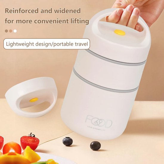 Warmte-isolerende broodtrommel - Thermo-lunchbox voor school, werk, en reizen van warmte — afbeelding 4