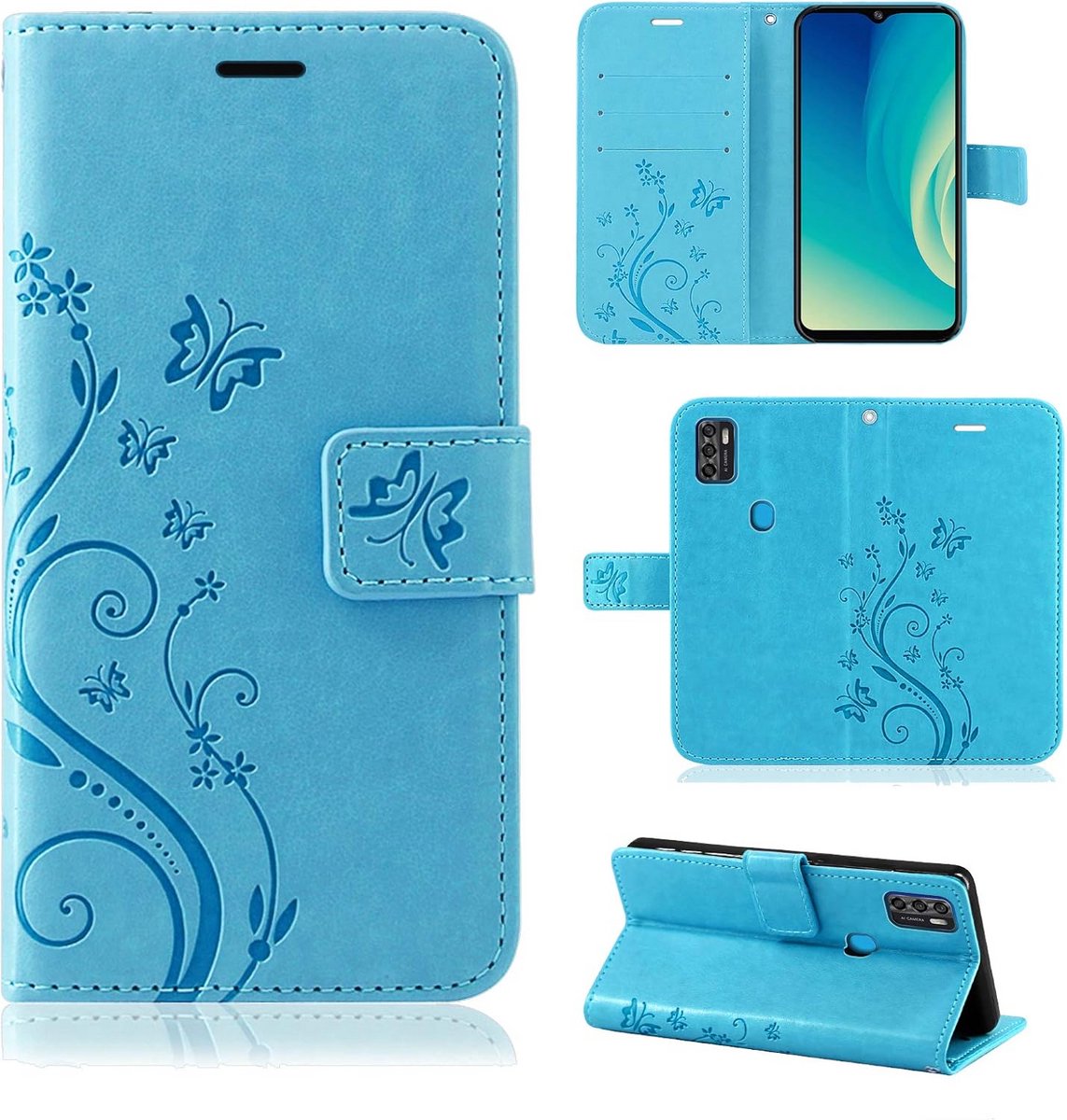 Wallet Telefoonhoesje met Kaarthouder en Standaard voor ZTE Blade A7s 2020 Blauw
