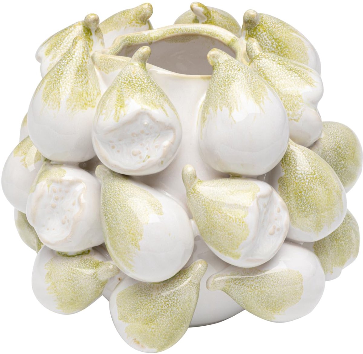 Unyqoos Stijlvolle decoratieve vaas met fruitmotief voor woonkamer en hal, Vaas, Keramiek, Groen, 15cm
