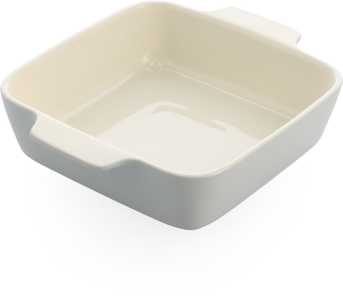 Dagelijkse kost vierkante ovenschaal 25x 22 cm - aardewerk - ovenbestendig tot 260 graden - vaatwasserbestendig - Lichtgrijs