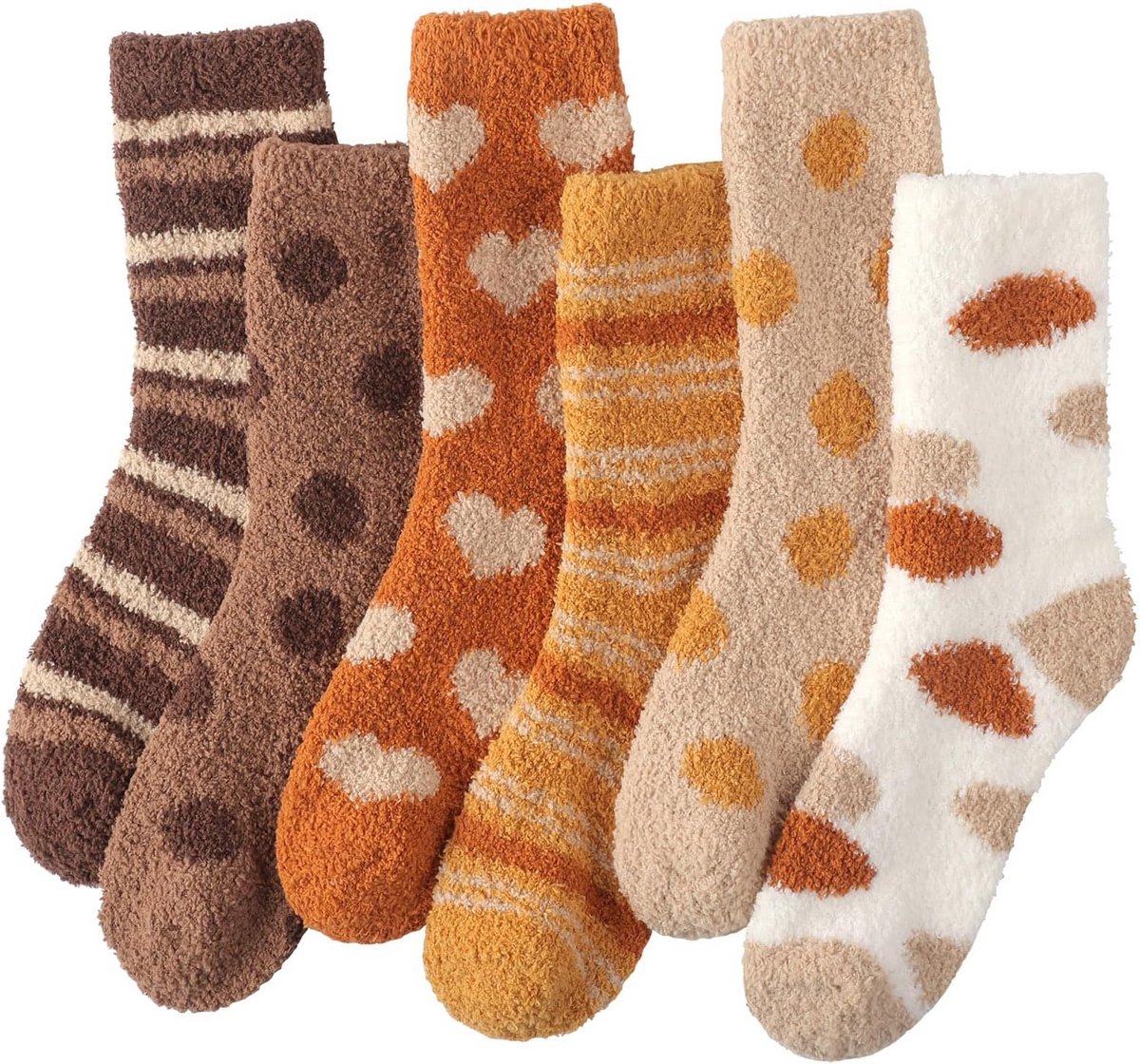 Dames en meisjes fluffy sokken - warme en gezellige bedsokken (6 paar)