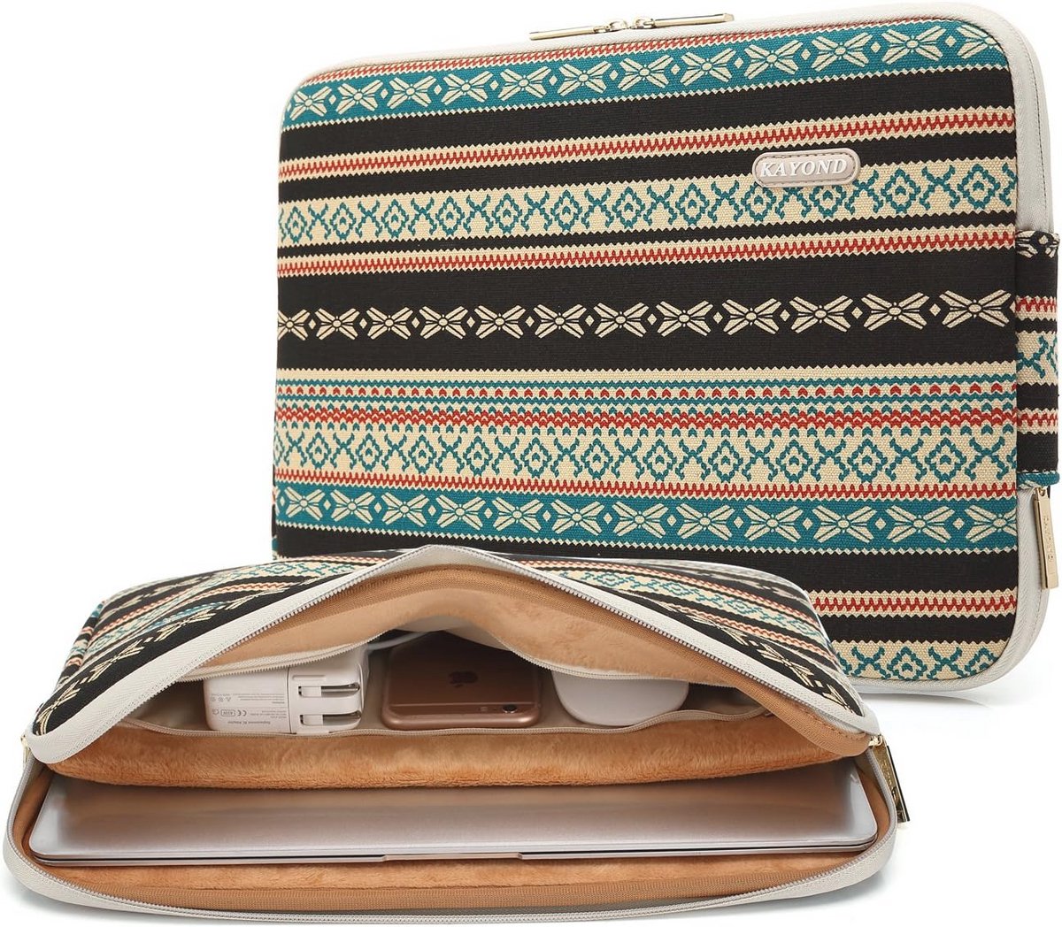 Laptoptas 11-17 inch, waterafstotend, zwart met strepen