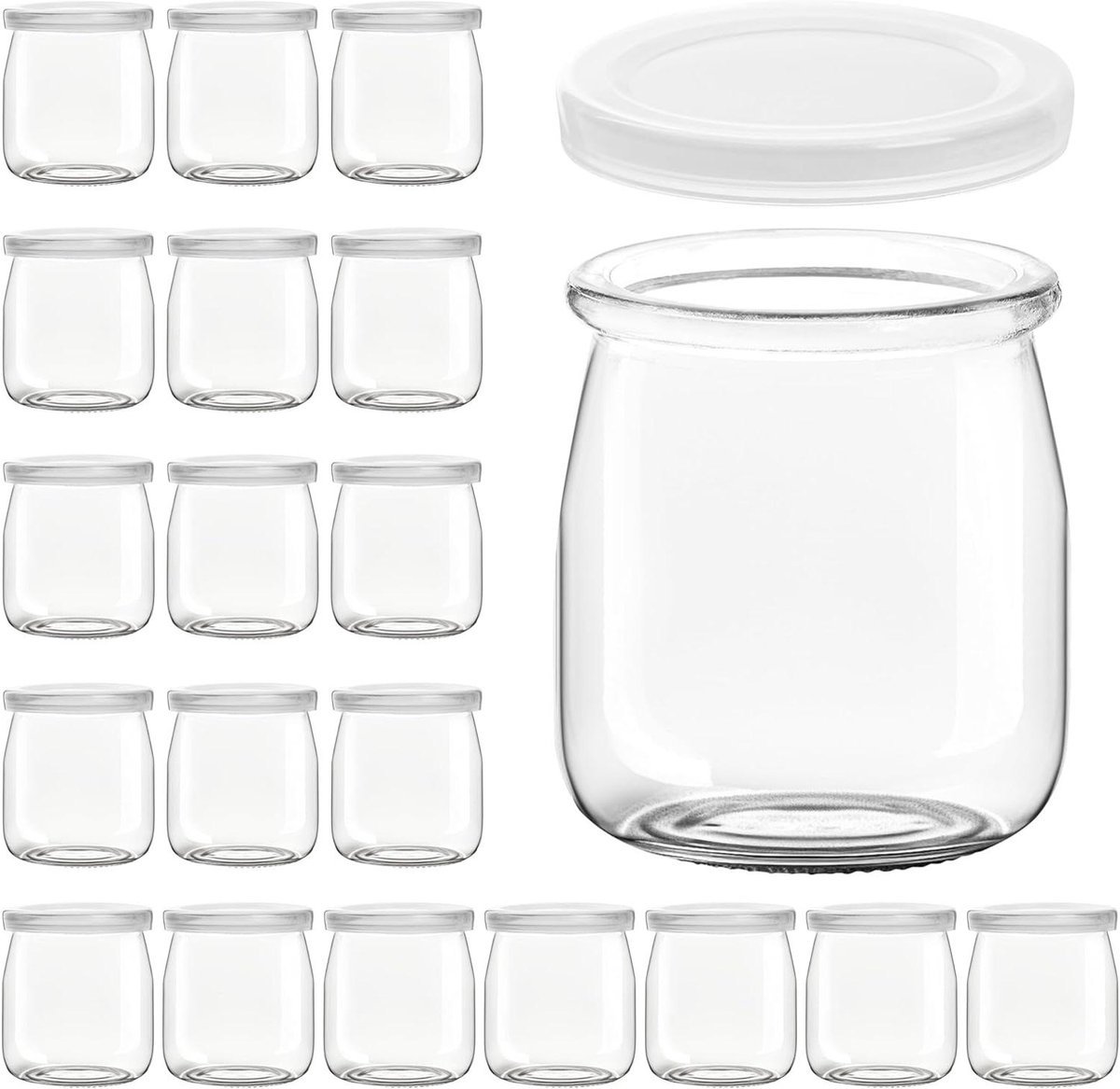 Selbro® - Set van 20 Glazen Opslagpotten met Deksel - 200 ml - Veilig voor Voedsel - Vaatwasser- en Diepvriesbestendig