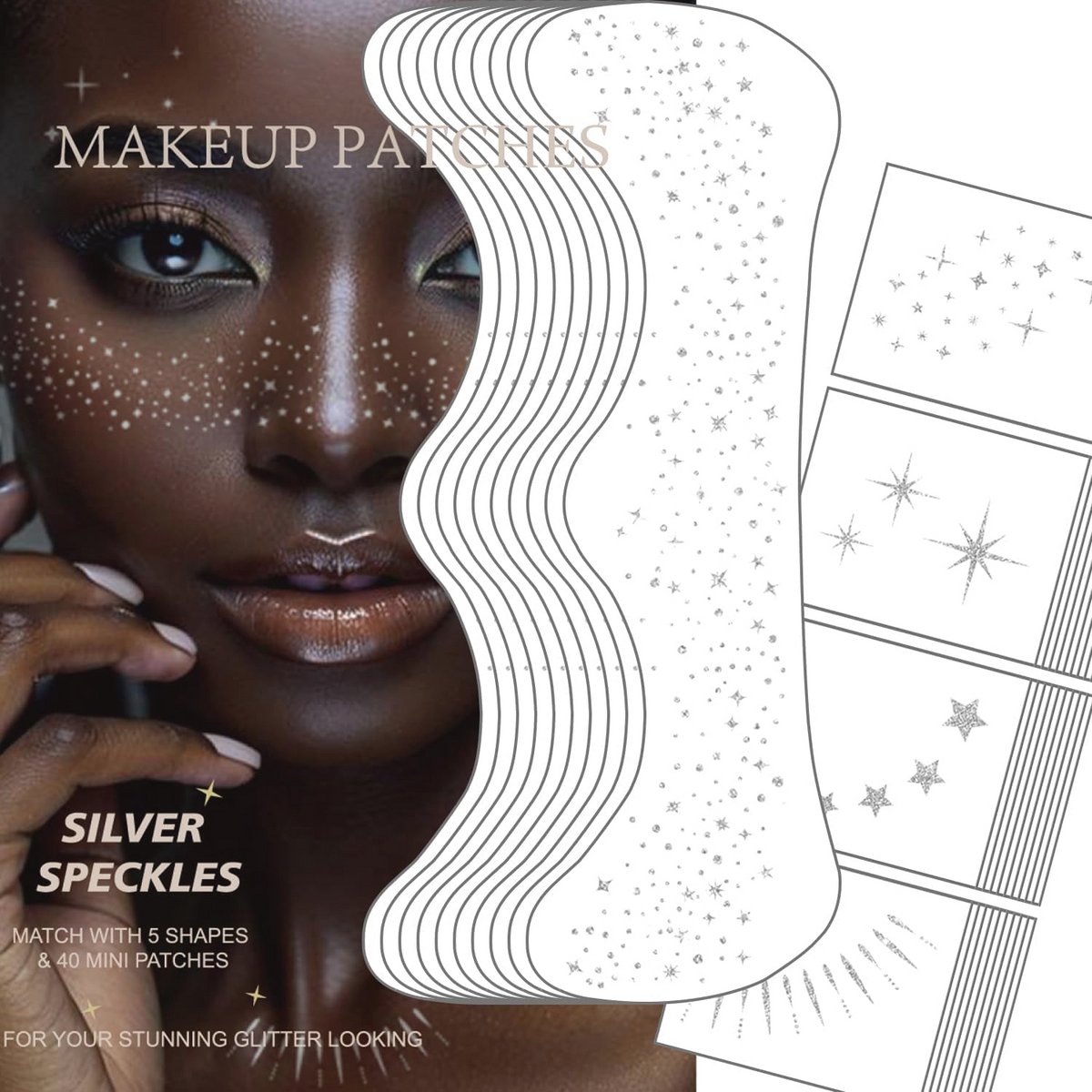 20 Stuks Glitter Sproeten Gezichtstattoos voor Feestelijke Looks - Waterdichte Gezichtsstickers, DIY Makeup Patches voor Kinderen en Volwassenen
