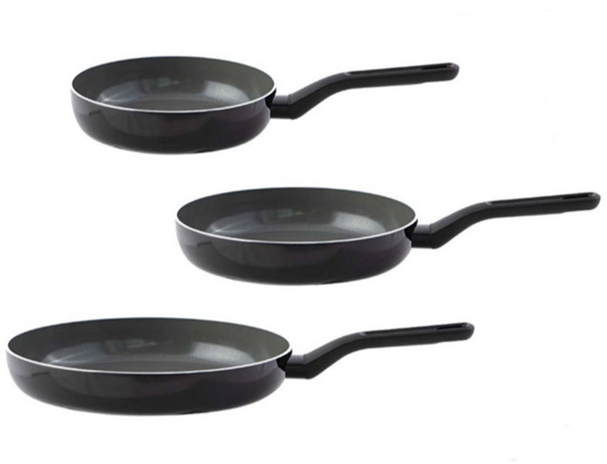 Berghoff Leo Glints serie koekenpannenset PFAS vrij 3 delig 20 cm, 24 cm en 28 cm