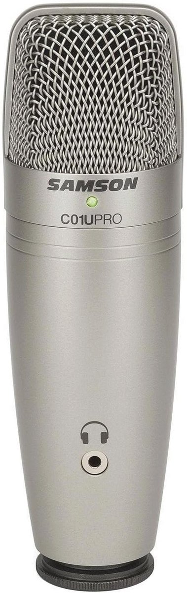 USB Studio Condensatormicrofoon met Hoofdtelefoonuitgang voor Latentievrije Monitoring - Zilver