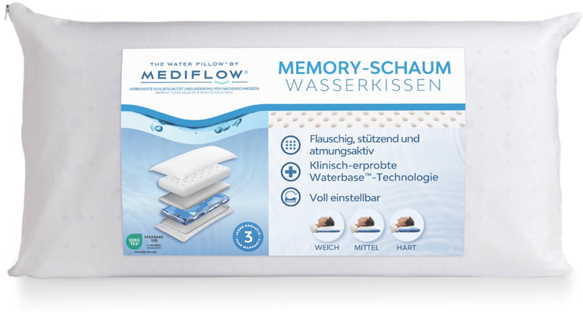 Mediflow original waterkussen met memoryfoam 50/70