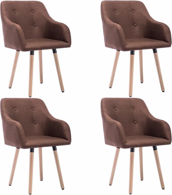 Eetkamerstoelen Bruin set van 4 STUKS Stof / Eetkamer stoelen / Extra  stoelen voor... | bol.com