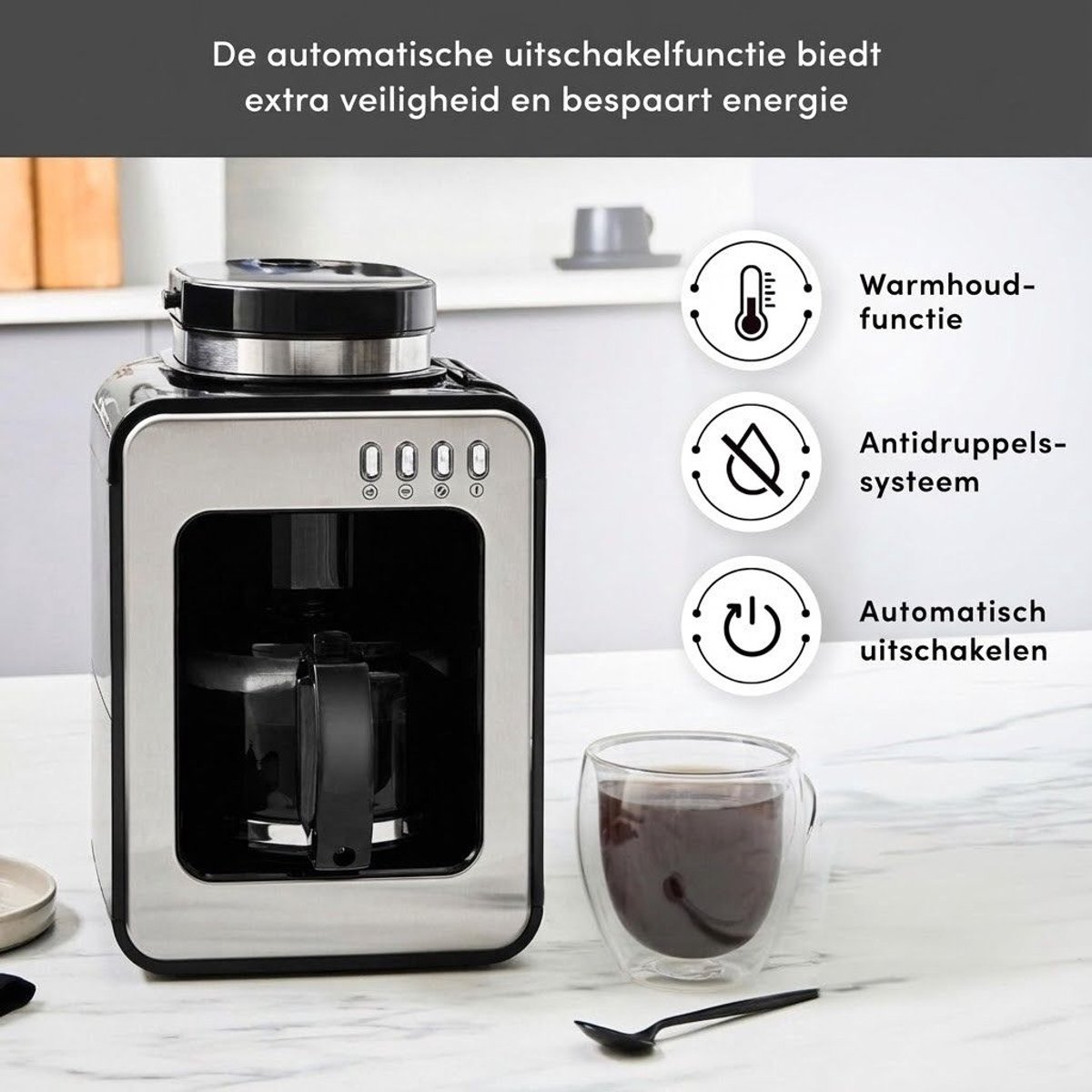 Volautomatische Koffiemachine met Bonen 0,5 L Inox - afbeelding 2
