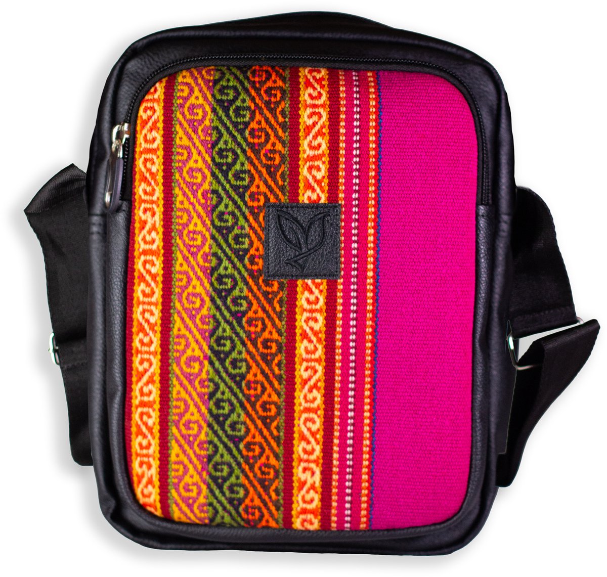 Bizoule® Crossbody Tas Groot - Handgemaakt Boliviaans Geweven Textiel - Duurzame Schoudertas Zuid-Amerika - Roze