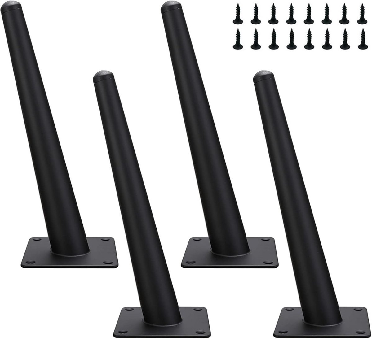 Set van 4 zwarte metalen meubelpoten (25 cm) - Stevige vervangende poten voor bank, kast en tafel