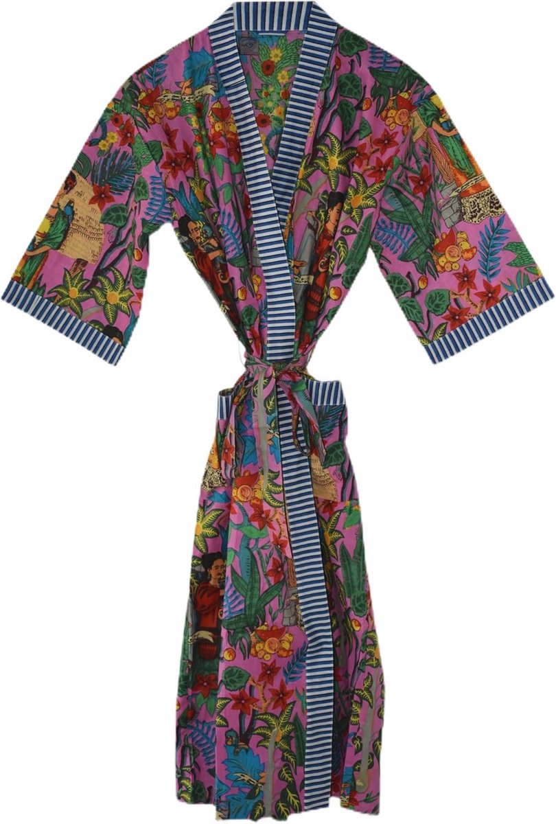 Katoenen Kimono voor Dames en Heren - Elegante Strandcover-up en Badjass, Baby Roze, XXL