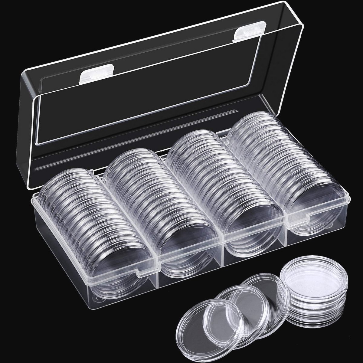 40mm Zilveren Munt Capsules - Opslagdoos voor Muntcollectie (60 Stuks)