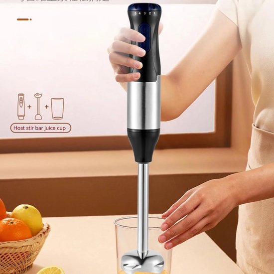 Staafmixer - Multifunctionele blender - Elektrische blender - 4-in-1 staafmixer - Met hakmolen - Instelbare snelheid - Voor puree - Cakes - Sauzen - Sapjes - Babyvoeding - Smoothies van Merkloos — afbeelding 4