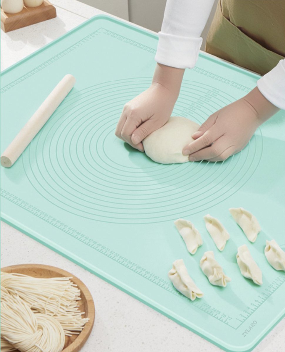 ZYLARO Siliconen bakmat XL - bakmat - 70x50 cm - Deegmat - extra dik - Hittebestendige tot 250°C - Vaatwasserbestendig - Polymeer antibacteriële structuur - BPA-vrij - Anti aanbak - groen