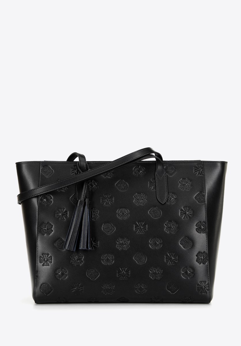 Wittchen - Dameslederen Shopper - Zwart en Zilver - Afneembare Kwast - Verstevigde Bodem
