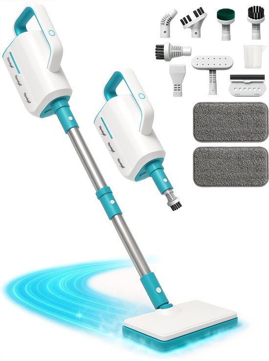 Spalax SteamPro stoomreiniger met mop, handunit, metalen staaf en 10 opzetstukken.
