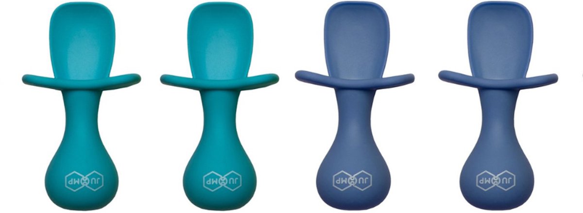 JU&MP Kinderbestek - Baby - Baby Lepeltjes - Baby Bestek - BPA-Vrij - Lichtblauw Donkerblauw