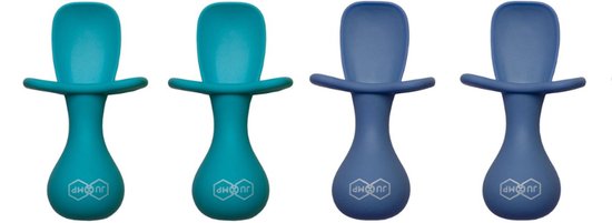 Couverts Couverts pour enfants JU&MP - Bébé - Cuillères pour Bébé - Couverts Bébé - Sans BPA - 4 Pièces - Bleu clair Bleu foncé