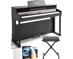 Finesse Digitale Piano - 88 Gewogen Toetsen - met Frame, Pedalen & Kruk - Keyboard Piano - Elektrische Piano - Volwassene & Kind