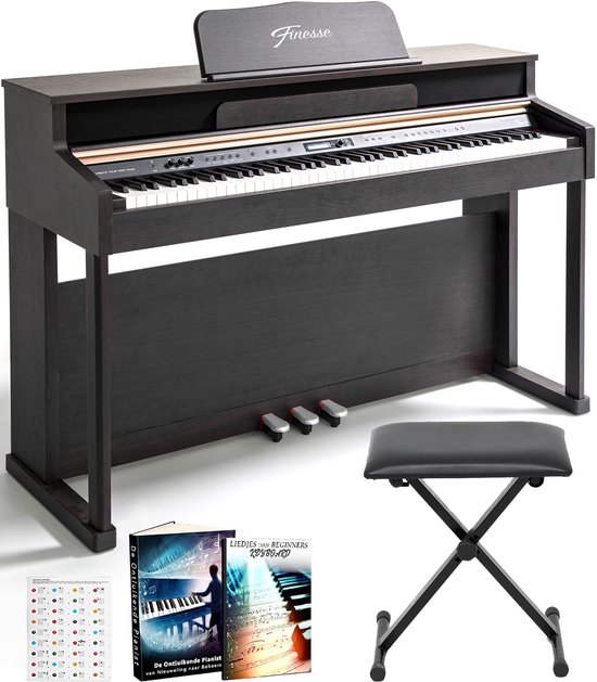 Finesse Digitale Piano - 88 Gewogen Toetsen - met Pedalen & Kruk