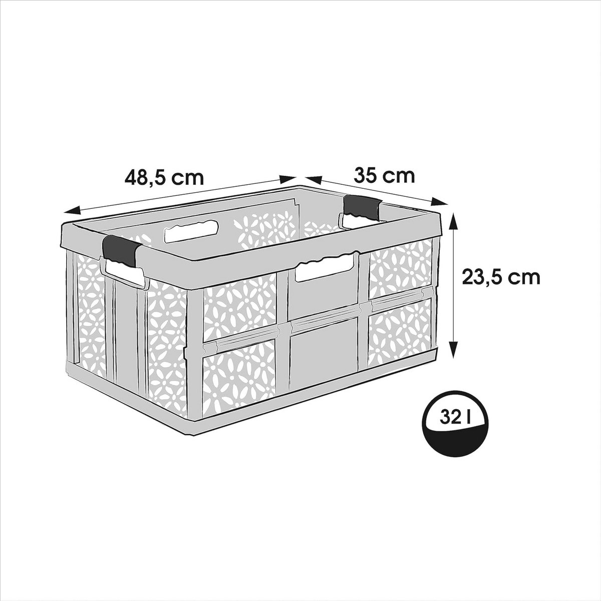 Vouwbare opbergcrate met zachte handvatten - 32L - Nordic blauw