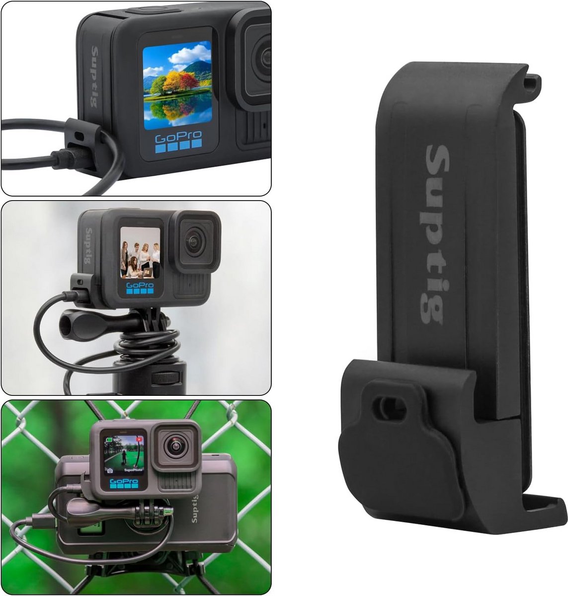 Verbeterde Zijdeur met Batterij voor Actiecamera Modellen 9 t/m 13 - Waterdicht IPX6