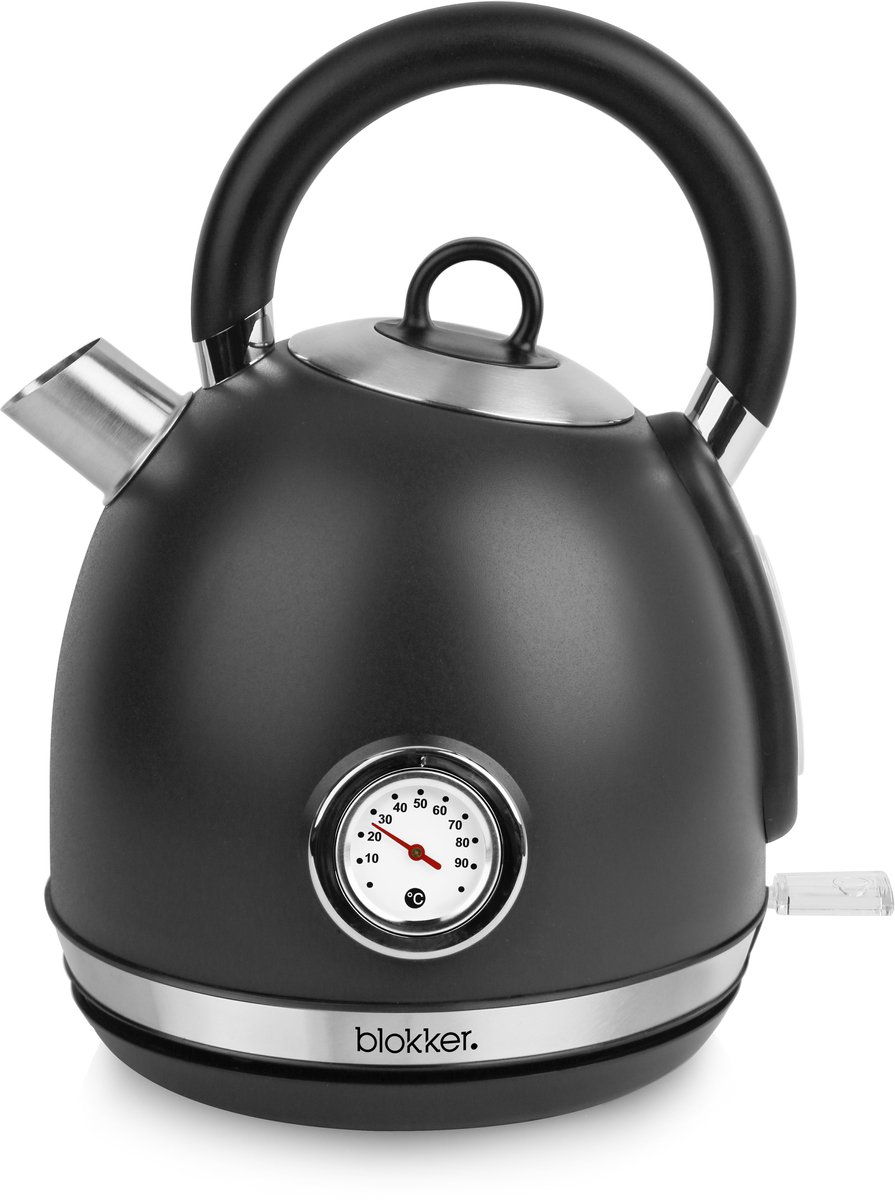 Blokker Waterkoker - 2200W - 1.7L - Waterniveau indicator - 360° snoerloos design - Verborgen verwarmingselement - Automatische uitschakeling - Verlichte aan/uit knop - Otter Group Control - WK-131943.2 Zwart