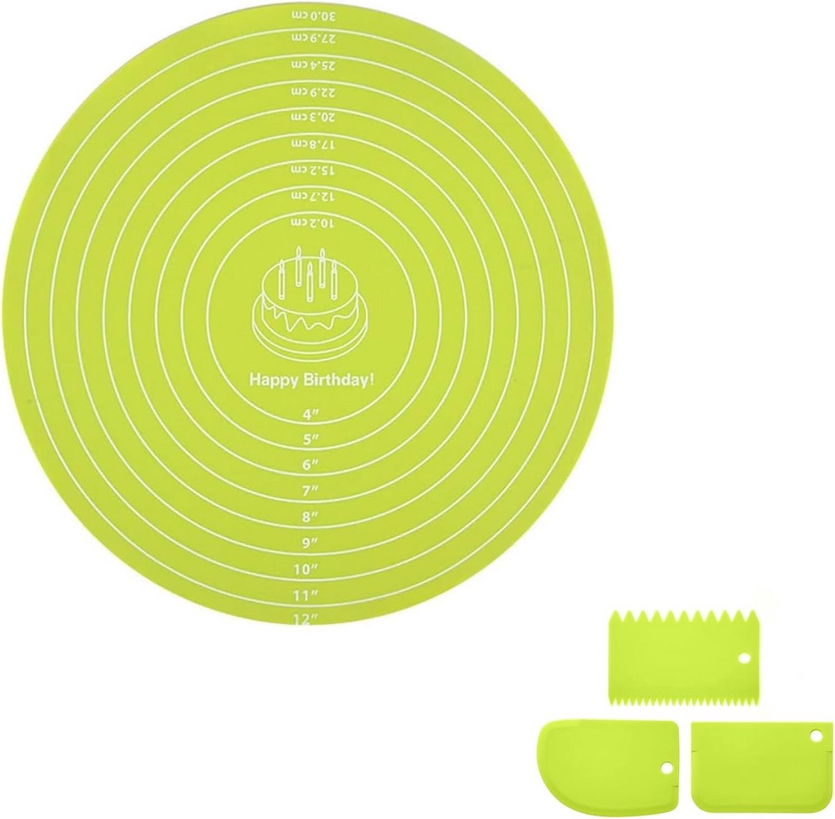 Antislip Bakmat voor Cake Draaitafel - Hittebestendige Silicone Bakplaat met Meetbord 30cm