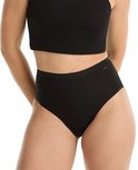 Zwarte high-waist slip met een brede elastische band aan de bovenzijde.