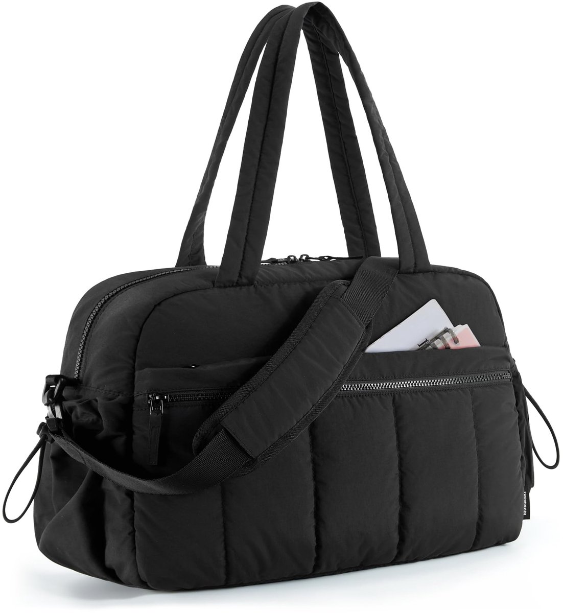 Sporttas voor dames, reistas, waterdichte weekendtas, sporttas met PVC-vak voor natte spullen, voor fitness, zwemmen en sauna, zwart
