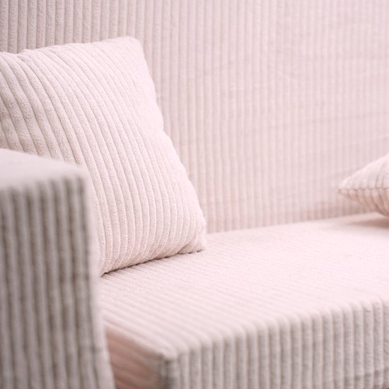 Flumi opvouwbare mini kindersofa van ribfluweel - zachte kinderbank met uitklapfunctie en afneembare hoes, roze van Merkloos — afbeelding 5
