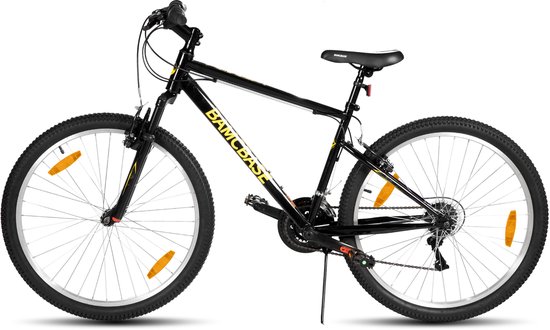BAMCBASE Agave Voorvering Mountainbike - 27.5 inch - Carbonstalen Frame - 18 Versnellingen - Handrem - V-Brake - Spatborden - Zwart - Geschikt voor buitenactiviteiten in de lente van Bamcbase — afbeelding 2