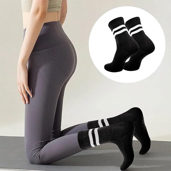 Yoga sokken, 3 paar antislip sokken voor dames, geschikt voor Pilates, ballet, dans en trampolinespringen, zwart. van ToeSox — afbeelding 2