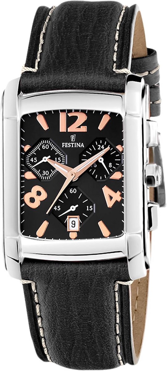 Herenhorloge Roestvrij Stalen Kast en Leren Band