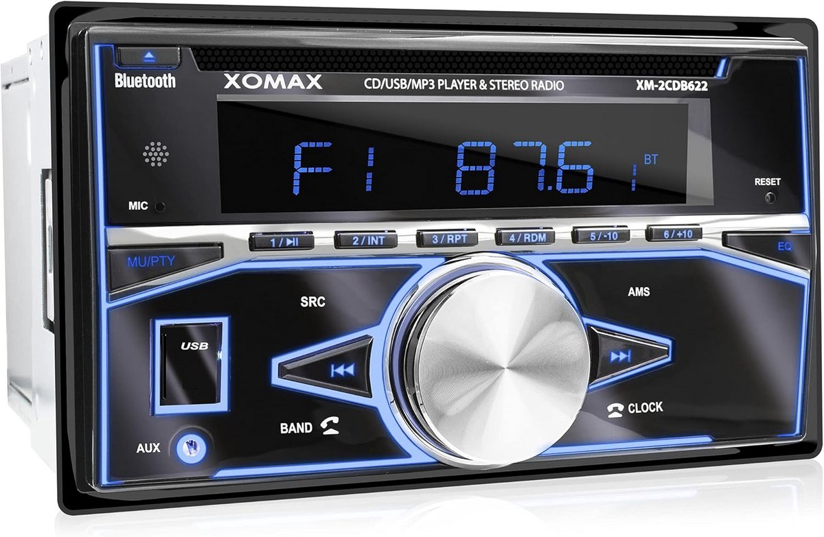 2DIN Autoradio met CD-Speler, Bluetooth, USB & SD, Instelbare LED Verlichting