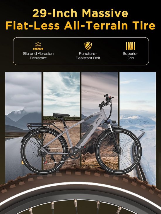 Hitway Elektrische Fiets BK7S Plus - 29 Inch City Commuter EBike met Afneembare 36V 12.8Ah Lithium Batterij - Mountain E-Bike met 250W Motor - 7 Versnellingen - IP54 Waterdicht - Elektrische Fietsen — afbeelding 5