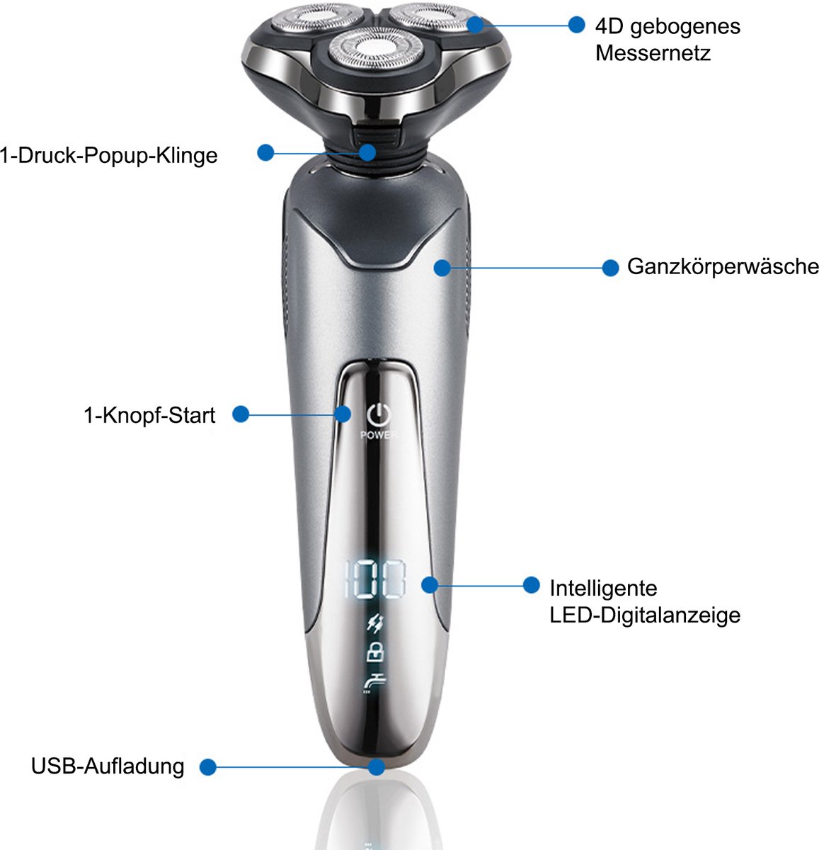 OKWISH 4-in-1 Elektrisch Scheerapparaat voor Mannen - afbeelding 2